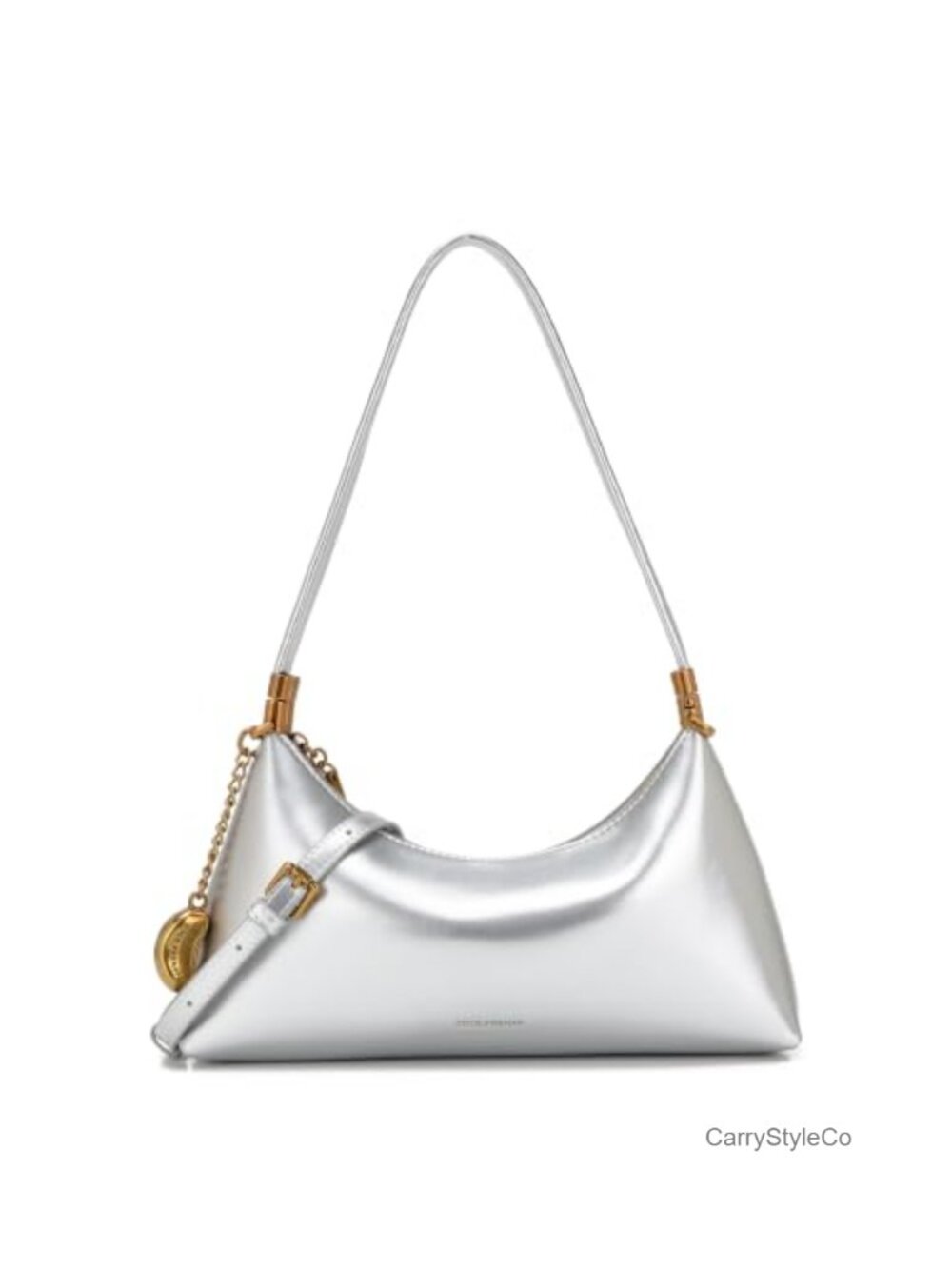 Faux Leather Crescent Shoulder Bag Underarm Crossbody Purse Women